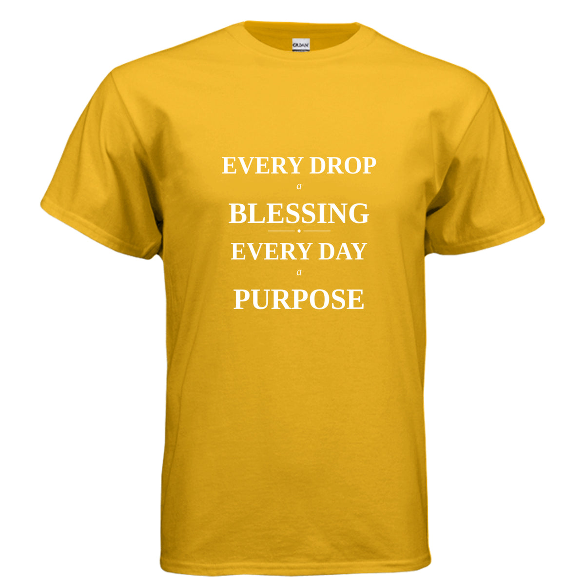 Every Drop a Blessing t-shirt in Gold - front view