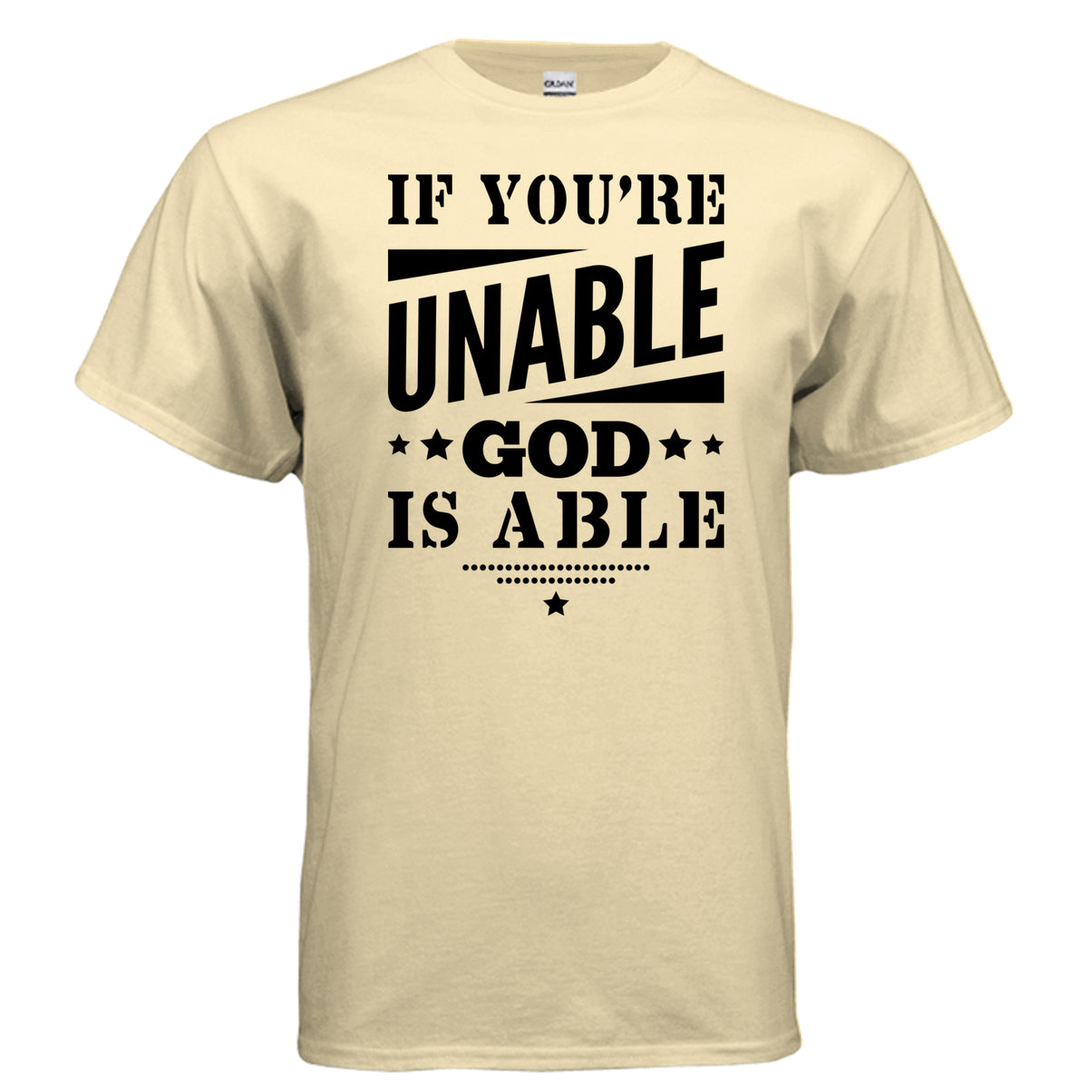 If You're Unable God Is Able t-shirt in Yellow Haze - front view
