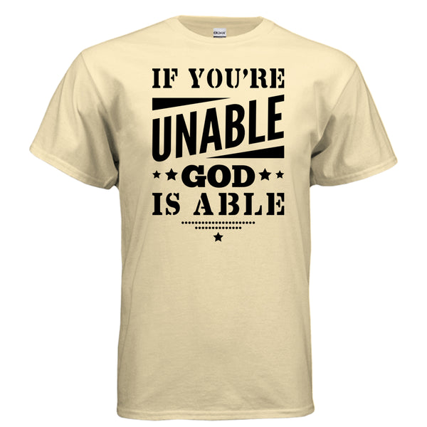 If You're Unable God Is Able t-shirt in Yellow Haze - front view